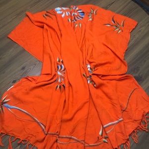 Orange Hawaiian Sarong 62”x42” Hawaii Aloha